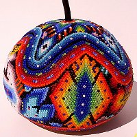 ornamental bowl, huichol beadwork